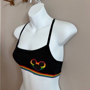 Disney Black Rainbow Pride Mickey Heart Bralette Small